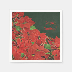 Geschilderde rode Poinsettia Holiday Napkins Servet