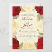Geschilderde rode rozen bruiloft uitnodiging (Voorkant)