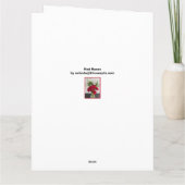 Geschilderde rode rozen op zwarte en witte achterg bedankkaart (Achterkant)