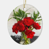 Geschilderde rode rozen op zwarte en witte achterg keramisch ornament (Links)