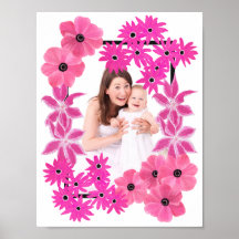 Geschilderde Roze Bloemen Frame Foto
