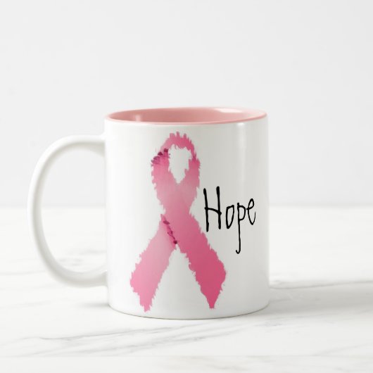 Geschilderde roze linthoop tweekleurige koffiemok (Links)