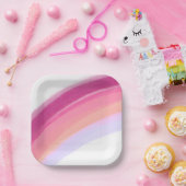 Geschilderde roze Paarse regenboog verjaardagspapi Papieren Bordje (Feest)