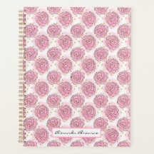 Geschilderde roze rozen en gouden glitter planner