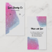 Geschilderde Roze Splatter Ketting Oorbel Sieraden Visitekaartje (Voorkant / Achterkant)