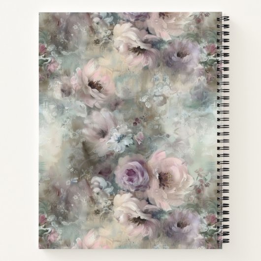 Geschilderde  Rozen Bloempatroon Monogram Notitieboek (Achterkant)