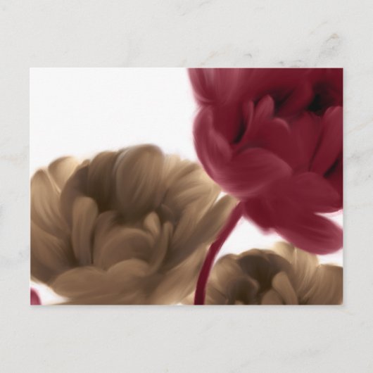 Geschilderde Rozen - Burgundy en Jute Briefkaart (Voorkant)