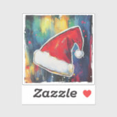 Geschilderde Santa Hat op feestelijke avond achter Sticker (Vel)