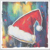 Geschilderde Santa Hat op feestelijke avond achter Sticker (Voorkant)