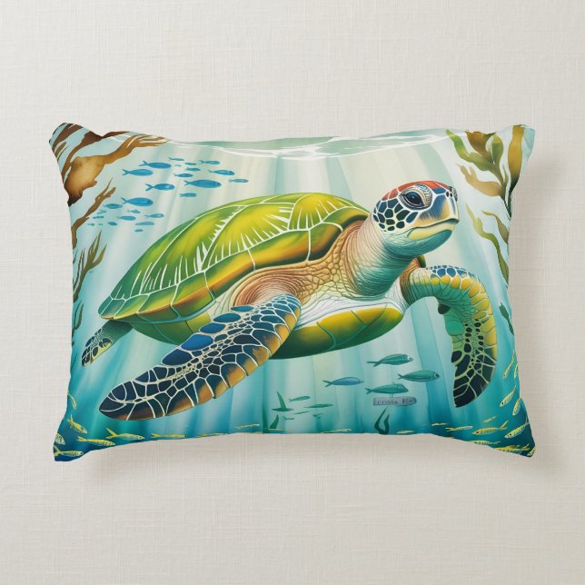 Geschilderde Schildpad Accent Kussen (Voorkant)