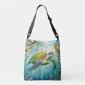 Geschilderde Schildpad Crossbody Tas (Achterkant)