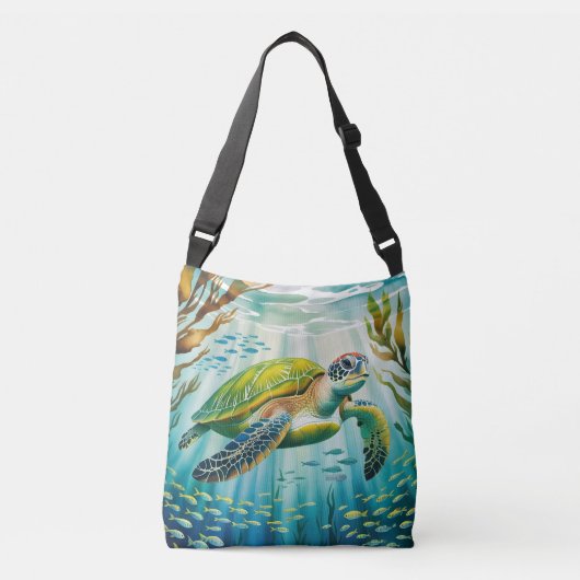 Geschilderde Schildpad Crossbody Tas (Voorkant)