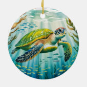 Geschilderde Schildpad Keramisch Ornament (Achterkant)