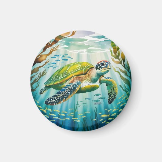 Geschilderde Schildpad Magneet (Voorkant)