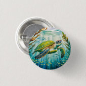 Geschilderde Schildpad Ronde Button 3,2 Cm (Voorkant /achterkant)