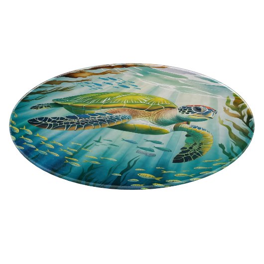 Geschilderde Schildpad Snijplank (Hoek)