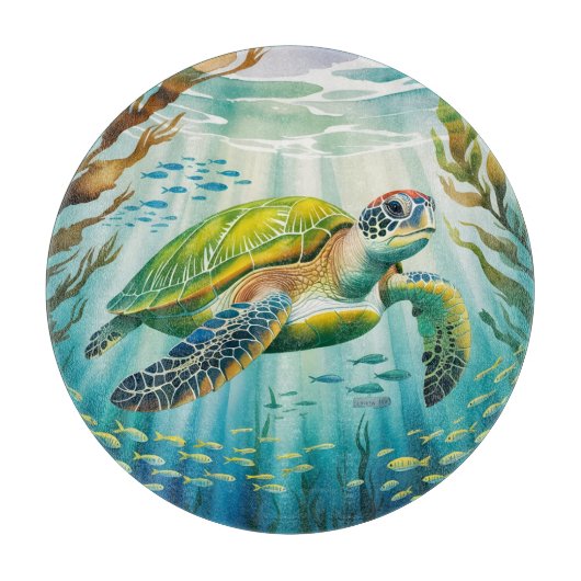 Geschilderde Schildpad Snijplank (Voorkant)