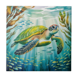 Geschilderde Schildpad Tegeltje