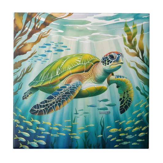 Geschilderde Schildpad Tegeltje (Voorkant)