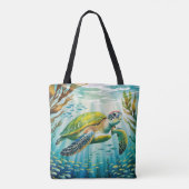 Geschilderde Schildpad Tote Bag (Achterkant)