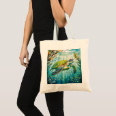 Geschilderde Schildpad Tote Bag (Voorkant (product))