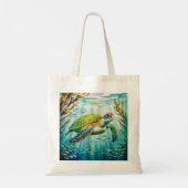Geschilderde Schildpad Tote Bag (Achterkant)
