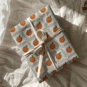 Geschilderde Sinaasappels en Pine Diamond Pattern Cadeaupapier