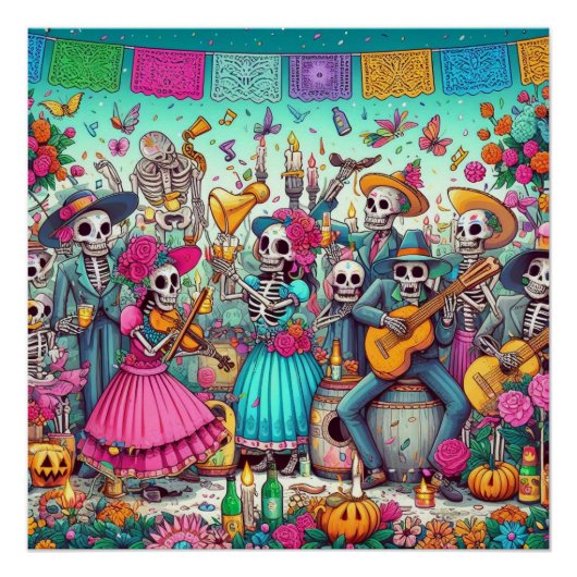 Geschilderde skeletten perfect poster (Voorkant)