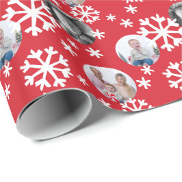 Geschilderde sneeuwvlokken Fotoschroot Rood wit Cadeaupapier