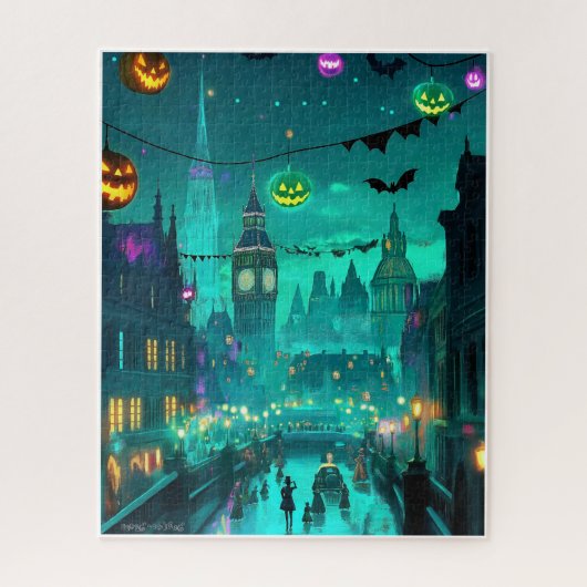 GESCHILDERDE SPOOKACHTIGE HALLOWEEN SCÈNE C1900 LEGPUZZEL (Verticaal)