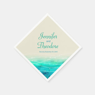 Geschilderde sprankelende zeeen aqua blue cream pa servet