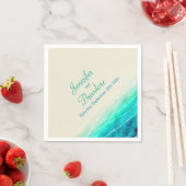 Geschilderde sprankelende zeeen aqua blue cream pa servetten (Insitu)