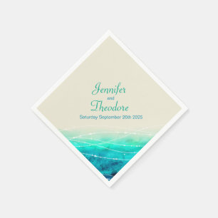 Geschilderde sprankelende zeeen aqua blue cream pa servetten