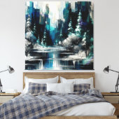 Geschilderde Stad Winter Scene 1006 Canvas Afdruk (Insitu (Slaapkamer))