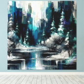 Geschilderde Stad Winter Scene 1006 Canvas Afdruk (Insitu (Houten vloer))