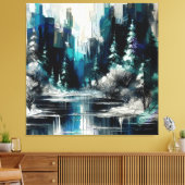 Geschilderde Stad Winter Scene 1006 Canvas Afdruk (Insitu (Woonkamer))