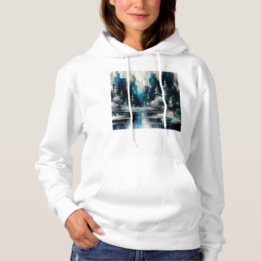 Geschilderde Stad Winter Scene 1006 Hoodie (Voorkant)