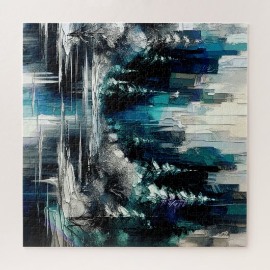 Geschilderde Stad Winter Scene 1006 Legpuzzel (Horizontaal)