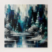 Geschilderde Stad Winter Scene 1006 Legpuzzel (Verticaal)