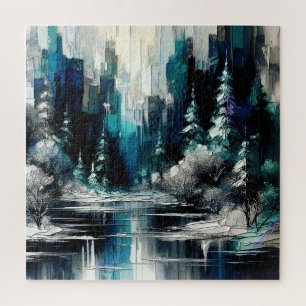 Geschilderde Stad Winter Scene 1006 Legpuzzel