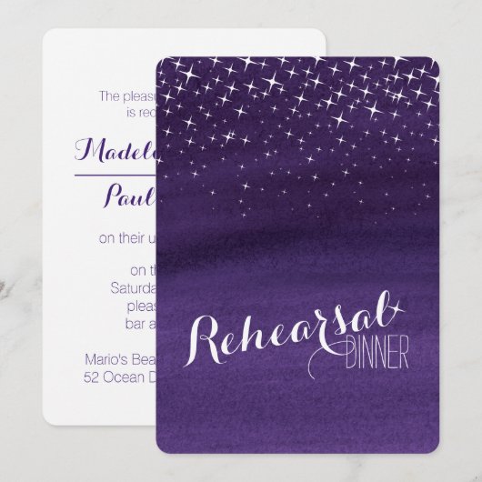 Geschilderde ster bruiloft repetitie diner uitnodi kaart (Voorkant / Achterkant)