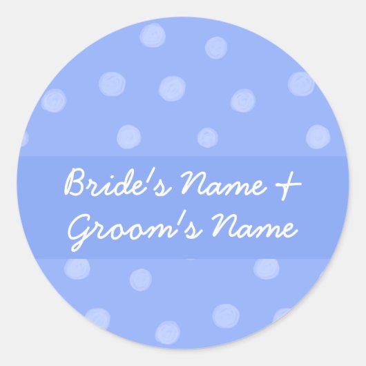 Geschilderde Stippen blauw Bruiloft Ronde Sticker (Voorkant)