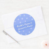 Geschilderde Stippen blauw Bruiloft Ronde Sticker (Envelop)