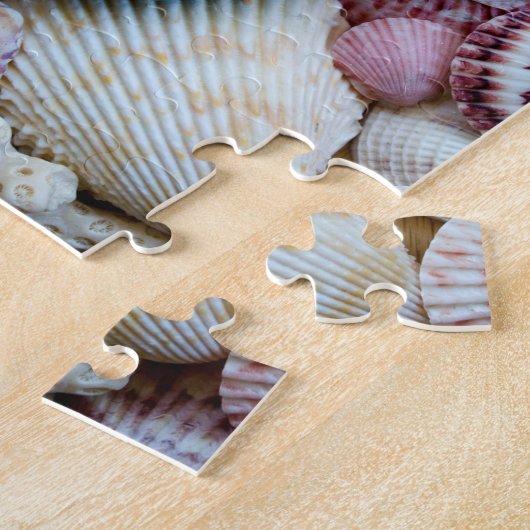 Geschilderde strandrotskunst, zeeschelpen legpuzzel (Zijkant)