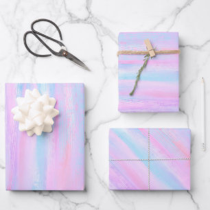Geschilderde Strepen Turquoise Roze Paars Inpakpapier Vel