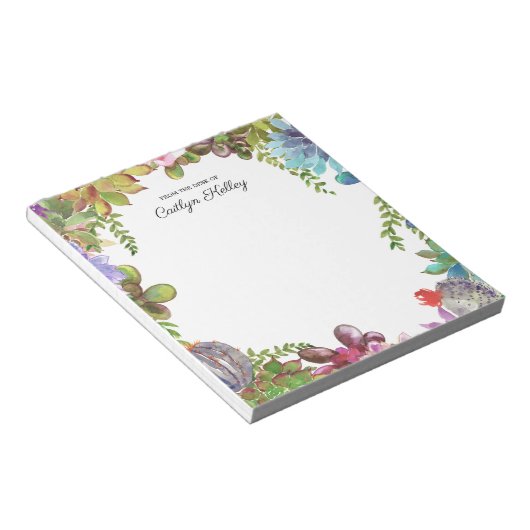 Geschilderde Succulenten van het bureau van, geper Notitieblok (Schuin)