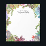 Geschilderde Succulenten van het bureau van, geper Notitieblok<br><div class="desc">Dit prachtige notitieblok kenmerkt de waterverf succulenten in tinten van groenen,  appels en pinken,  en je personalisatie. Gebruik de vorm van de sjabloon om jouw tekst toe te voegen.</div>