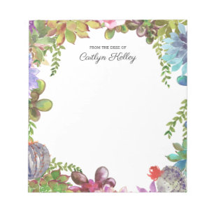 Geschilderde Succulenten van het bureau van, geper Notitieblok