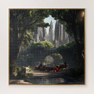 GESCHILDERDE TAFREEL VAN EEN STADS PARK C1900 LEGPUZZEL