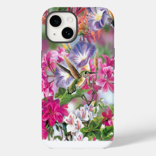 Geschilderde telefoonhoesje met kolibrie: roze paa Case-Mate iPhone 14 hoesje